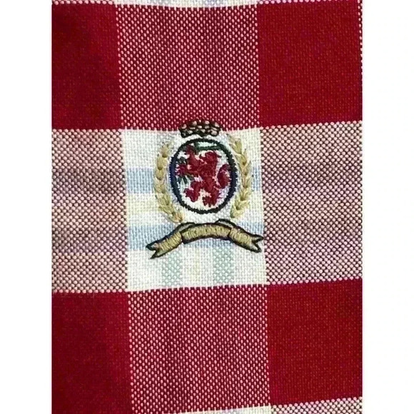 Tommy Hilfiger Mens Size XL Vintage Shirt Red Plaid Summer Fun Retro Cool Cotton - Picture 4 of 13